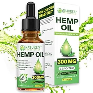 NATURE’S BENEFICIALS Organic Hemp Oil Extract Drops, 300mg – Omega Fatty Acids 3 6 9, Non-GMO Ultra-Pure CO2 Extracted
