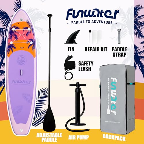 Image of FunWater 11' /10'6 inch Inflatable Stand Up Paddle Board with Premium SUP Paddleboard Accessories, Wide Stable Anti-Slip EVA Deck,Paddle Boards for Adults & Youth of All Skill Levels