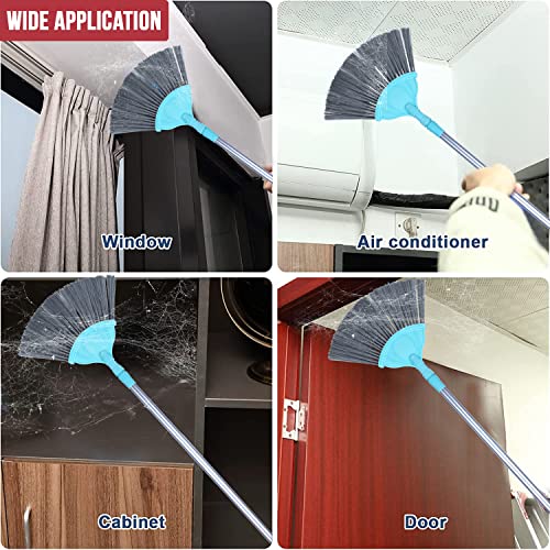 Image of Zureni Ceiling Brush Home Cleaning Comfort Grip Extended Handle Washable Detachable Stiff Bristles Multipurpose Cobweb Duster for Walls, Doors (Pack of 2, Random Color)