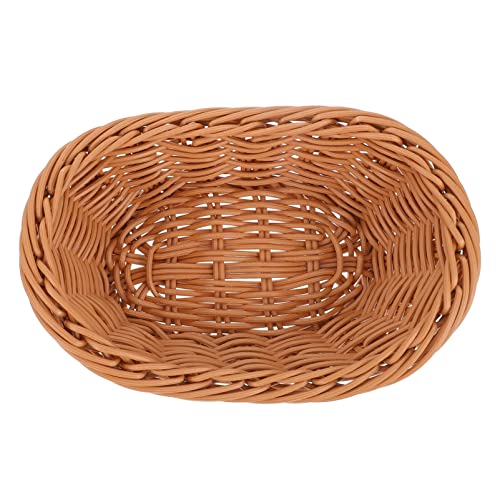 STOBAZA 1pc Ingot Basket Rattan Vegetables Basket Fruit Containers Seagrass Organizer Wicker Fruit Baskets Decorative Serving Baskets Bread Serving Basket Woven Seagrass Bin Brown Pp