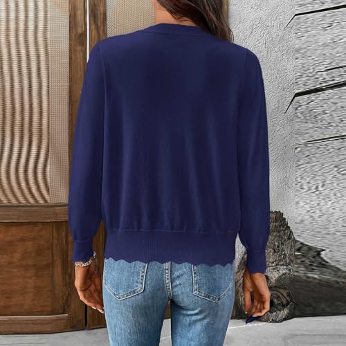 Womens Cardigans Long Sleeve Button Down Cardigan Sweaters Lightweight Ruffle Hem V Neck Cotton Tops for Work Beach3
