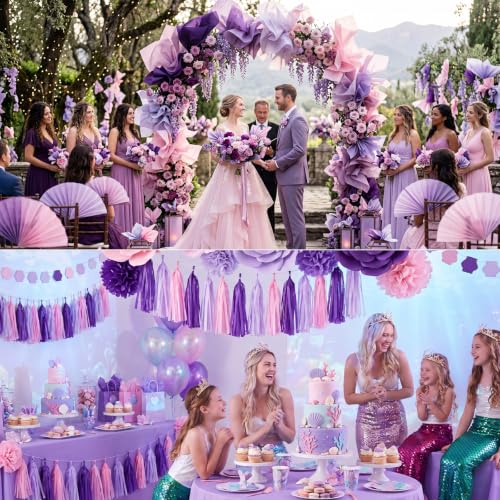Image of 160 Sheets Purple Tissue Paper for Gift Bags 14 x 20 Inch | 4 Colors Soft Tissue Paper for Gift Wrapping DIY Crafts Weddings Birthdays First Day of School Decorations