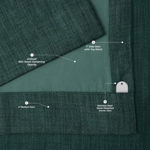 Image of HPD Half Price Drapes - Grommet Faux Linen Curtains for Living Room (1 Panel) - 50W X 108L - Textured Room Darkening Curtains for Bedroom 108 Inches Long - Drapes for Home Decor, Focal Green