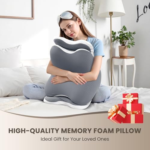 A-Pce Memory Foam Pillow, Ergonomic Pillow For Neck And Shoulder Pain Relief, Orthopedic Neck Support Pillow For Side/Supine/Prone Sleepers With Removable Cover, Gray - 7