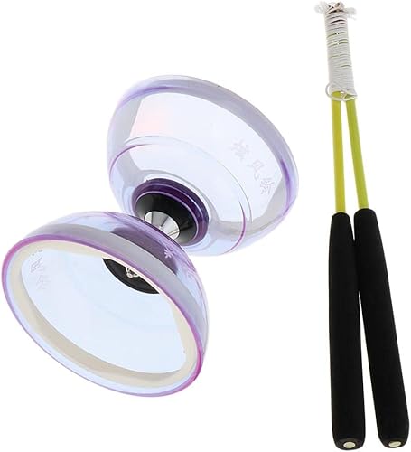 Miniatura 2 de pistro Pro Triple Bearing Medium 5inch Chinese Yoyo Diábolo Juguete con Varillas de Carbono y Juego de Cuerdas, Varía - Púrpura