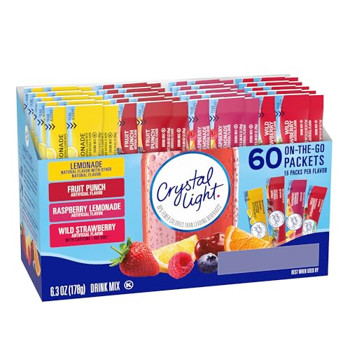 Crystal Light On the Go, 60 Ct. - Variety Pack (Lemonade, Fruit Punch, Raspberry Lemonade, Wild Strawberry) 178g