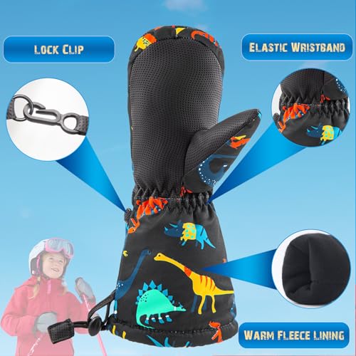 Image of BAVST Winter Kids Waterproof Gloves for Boys Girls Snow Ski Toddler Baby Mittens Outdoor for Infant Teens 1-5T