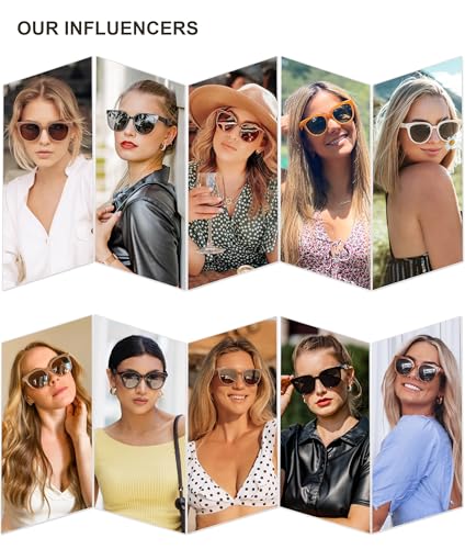 SOJOS Trendy Cat Eye Round Polarized Sunglasses for Women Fashion UV Protection Sunnies Sunglasses SJ2175
