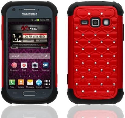 4-in-1 Bundle For Samsung Galaxy Ring SPH-M840-Diamond Studded Silicone Rubber Skin Hard Case+FASTY(TM)Screen Protector Shield(Ultra Clear)+Touch Screen Stylus+fantastic and flawless service (m840 red)
