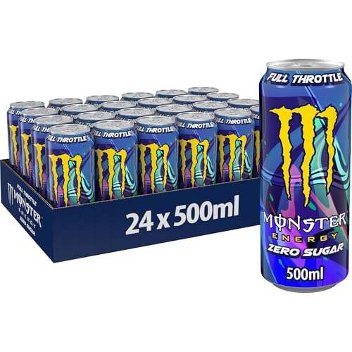 Monster Energy Full Throttle, Bebida energética sin Azúcar Sabor Melocotón y Nectarina - Pack de 24 Latas de 500 ml