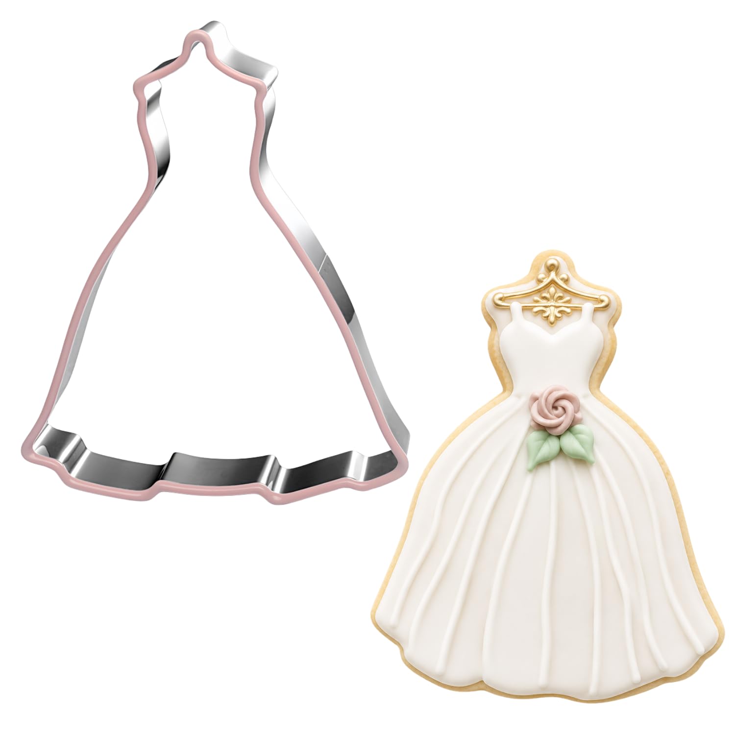 Cortador de galletas para vestidos de novia, 4.5 pulgadas, apto para lavavajillas, cortadores de galletas de fondant para boda