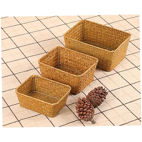 HOOTNEE Rattan Woven Storage Box Handmade Desktop Storage Basket for Tea Snacks and Dried Fruits Lightweight and Portable Design for Home Organization S