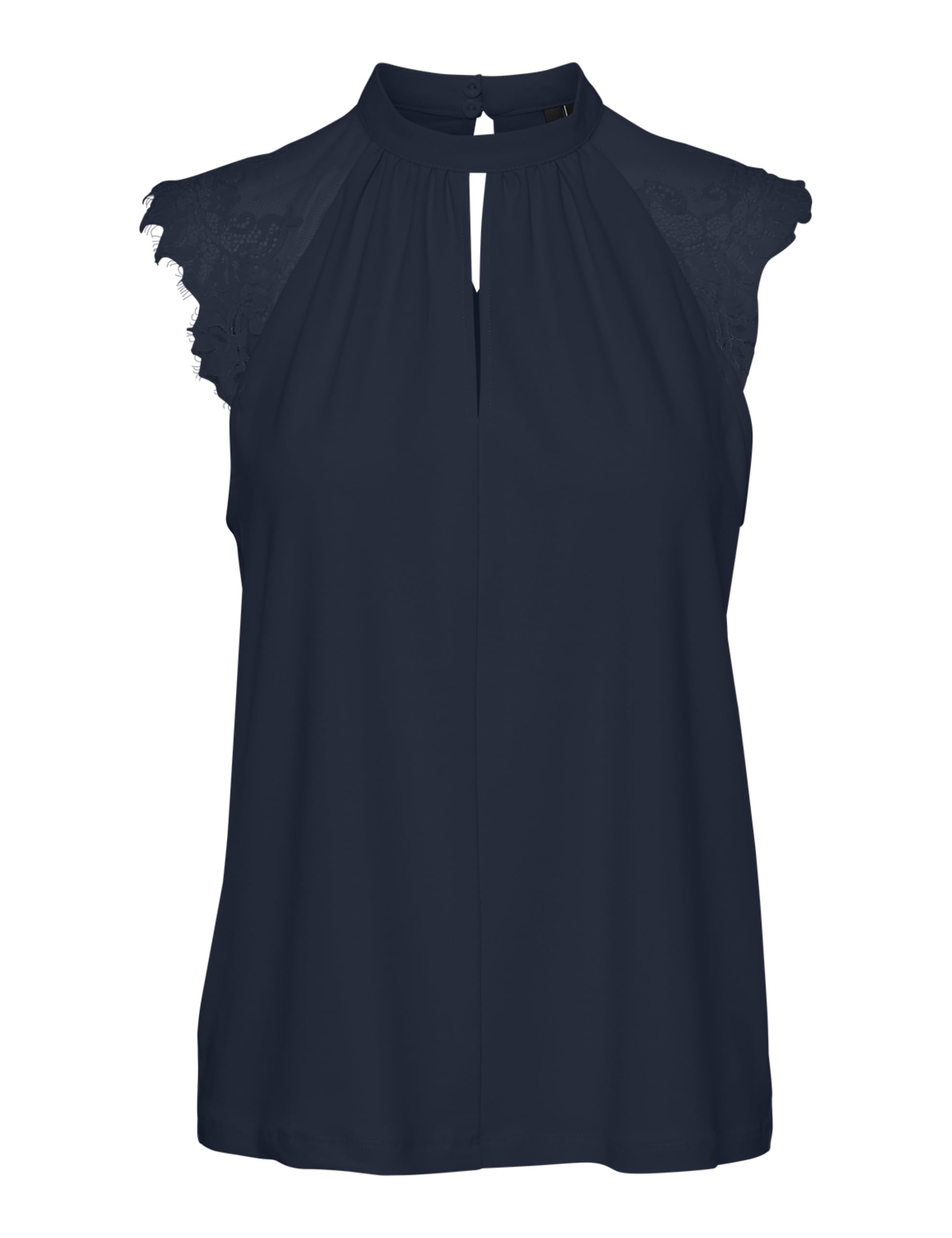 VERO MODA Women's VMMILLA SL LACE TEE GA NOOS T-Shirt, Navy Blazer, S