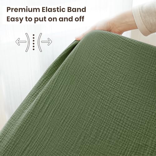 Image of Konssy Muslin Crib Sheets for Boys, Soft Cotton Neutral Baby Sheets for Standard Crib Mattress 2 Pack, 52 inchx28 inch (Sage Green,Leaf)
