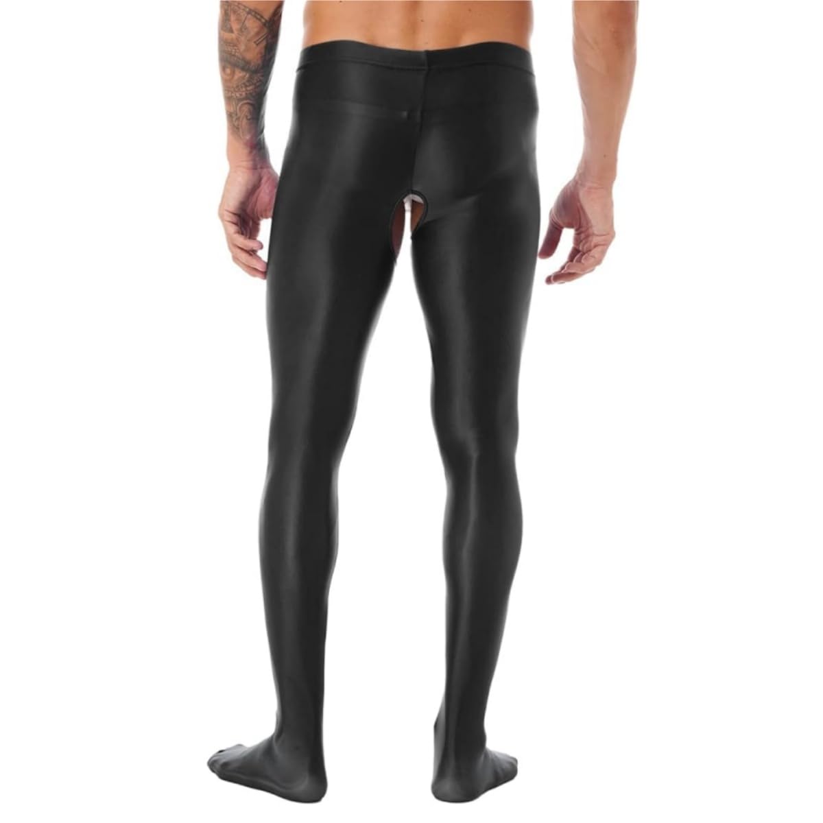 Collant lucidi da uomo, a vita alta, senza passo, senza cuciture, elasticizzati, in spandex, per discoteca, per anni '80, calze in nylon aderenti per danza, nightclub e feste rave