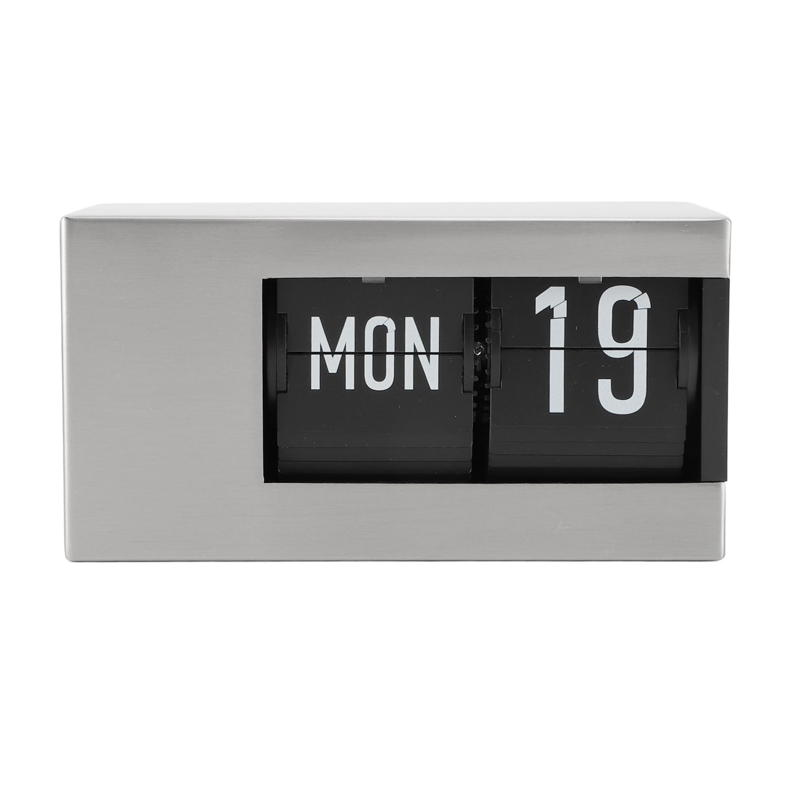 SIXRUN Orologio Digitale Ribaltabile, Calendario Unico Ed Elegante, Orologio Decorativo da Scrivania per la Casa, con Ripiano, Acciaio Inossidabile in PVC (SILVER)