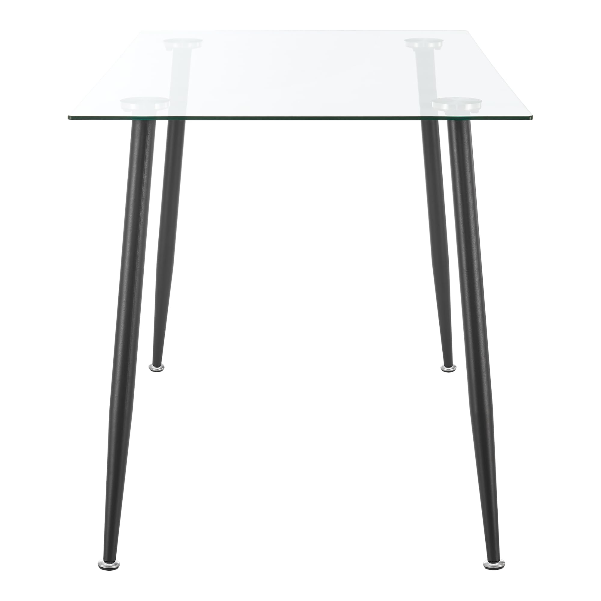 [en.casa] Tavolo da Pranzo Rettangolare con Piano in Vetro Temperato Postazione di Lavoro Tavolo Trasparente da Sala Pranzo con Gambe in Acciaio - Nero