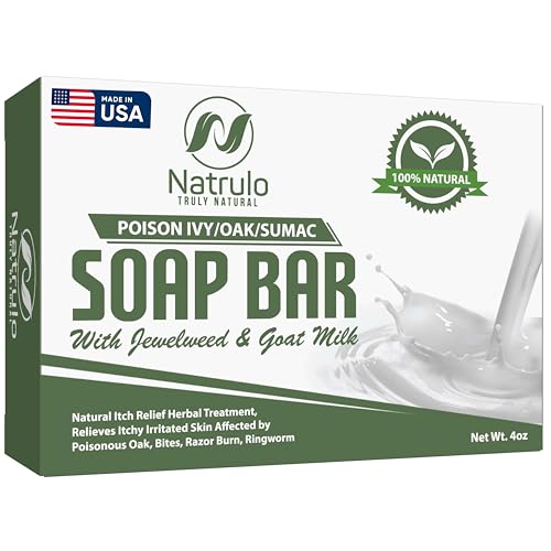 Poison Ivy Soap Bar with Jewelweed - Soothing Healing Natural Itch Relief Herbal Treatment Home Remedy - Relieves Itchy Irritated Skin Affected by Poison Ivy/Oak/Sumac Bites Razor Burn Ringworm