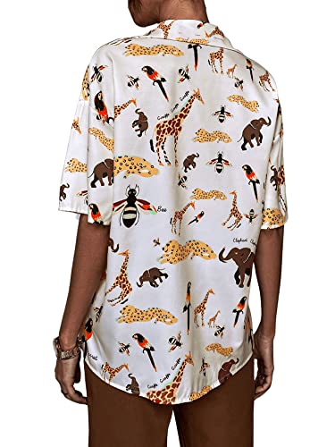 SweatyRocks Women's Short Sleeve Cute Print Button Down Shirt Tops2