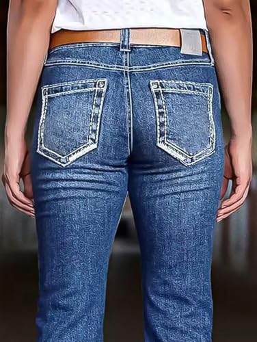 Flamingals Bootcut Jeans for Women High Rise Vintage Raw Hem Denim Jeans Without Belt2