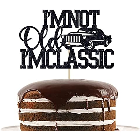 Blakc Glitter Vintage Car Cake Topper Cover