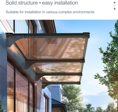 Aluminum Window Awning Bracket - Durable Canopy for Doors, Metal Awnings with Polycarbonate Cover, UV/Rain/Snow Protection for Outdoor Patio (White, 40x120cm/15.7x47.2in)