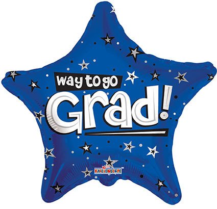 Graduation Balloons 18" Foil Balloon Way to GO Grad Stars Blue (5 Pack)