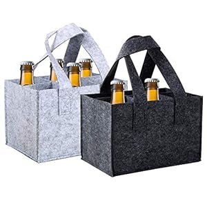 VINFUTUR 2 STK Filz Flaschentasche 6 Flaschen Flaschenträger Flaschenbeutel Flaschenverpackung für Bierflaschen…
