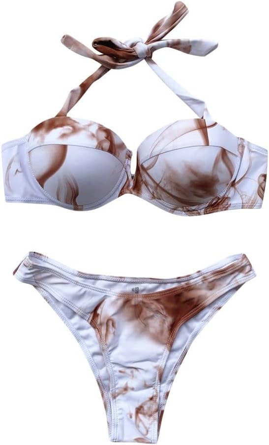 Women Two Piece Swimsuit - Fashion Women'S Swimsuit Sexy Three-Piece Swimwear Women Tie-Dye Print Bikini Woman For Summer Holiday Beach Bathing Suit