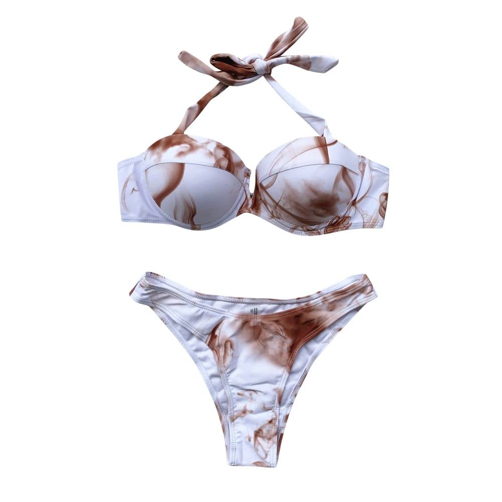 Women Two Piece Swimsuit - Fashion Women'S Swimsuit Sexy Three-Piece Swimwear Women Tie-Dye Print Bikini Woman For Summer Holiday Beach Bathing Suit