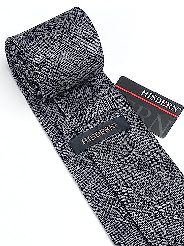 Image of HISDERN Mens Ties Solid Color Tie and Pocket Square Set Classic Woven Formal Neckties & Handkerchief Wedding Party