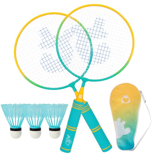 Juego De Rauetas De Bádminton para NiñOs 3 4 6 8 añOs, 1 Par De Raquetas NiñOs Ligeras Set Badminton para Jugadores Principiantes De Deportes En Interiores Y Exteriores con Bolsa De Transporte