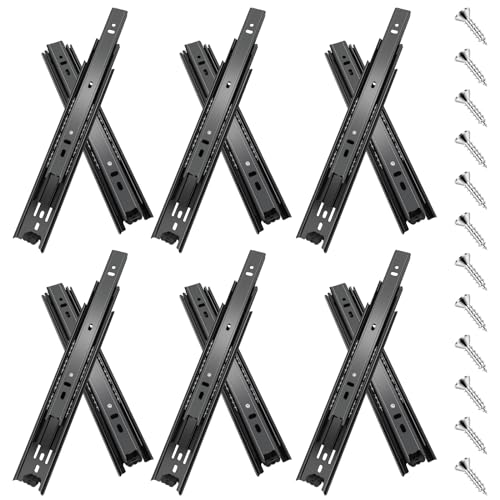 10 inch Drawer Slides 6 Pairs (12pcs) Full Extension Ball Bearing Drawer Slides 3 fold Full Stretch Side Mount Drawer Slides 100 LB Capacity Drawer Slide 10