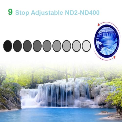 Image of FND Variable ND Filter Compatible with Nikon AF Zoom-70-300 mm f /4-5.6G Lens- Photomaa Series Neutral Density Adjustable ND2-ND400 Filter Size 62MM