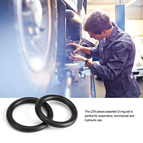 279Pcs 18 Sizes Rubber O-Ring Assortment Kit,Black O Ring Seal Gaskets Hydraulic Plumbing Gaskets