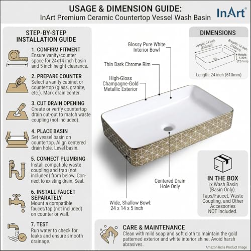 Image of InArt Wash Basin, Gold, Glossy Finish