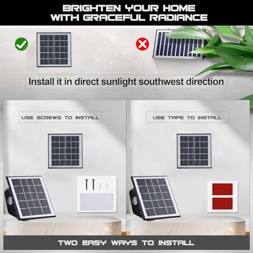 Image of Gigawatts 6 LED Solar Wall Light On /Off Botton & 1.5Ah Battery Water Resistant Decor Deck Fence Lights Flood Lamp for Home Garden Terrace Patio (Set of 1, Warm White)