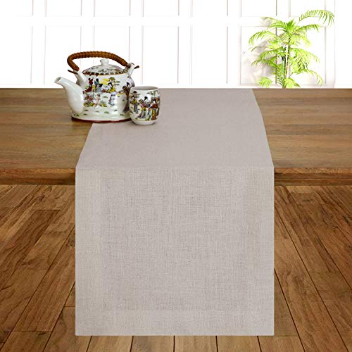 D'Moksha Homes Linen Natural Table Runner 92 CM, 100% Pure Linen Small Table Runner 36 x 92 cm for Dresser Coffee Tables