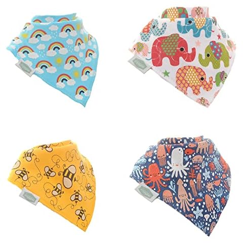 Ziggle - Bandana Dribble Bibs - Cotton Front Baby Bibs Newborn to 24 Months - Newborn Baby Gifts - Baby Bibs For Keeping Baby Teethers Dry - Colour Burst Cover