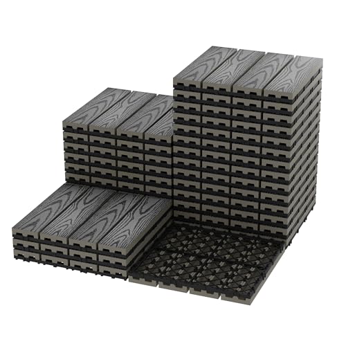 Garvee Dalles de terrasse clipsables en composite imitation bois Étanches et antidérapantes Idéal étenduérieur/intérieur Installation facile DIY Pour...
