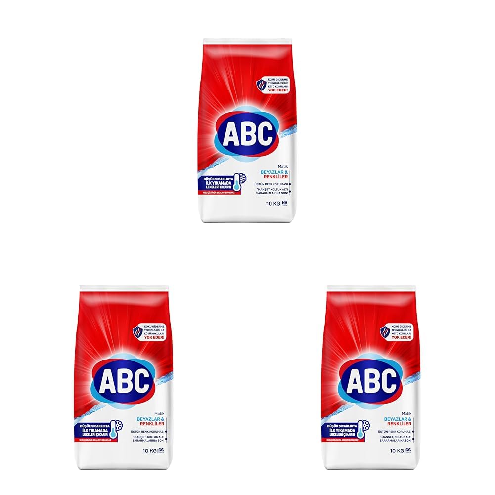ABC DETERJAN Matik Beyazlar & Renkliler 10 Kg (3 paketi)