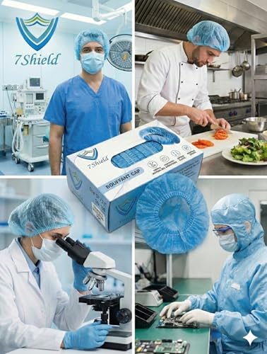 Image of Disposable Bouffant Caps for Women & Men | Non Woven Hair Net Cap | Elastic Head Cover for Hospital, Kitchen, Food Industry, Spa & Salon Use (Blue, PAck Of 50)