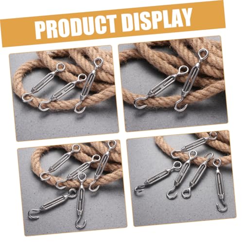 Tensores para cables de acero, pack de 5 piezas, acero inoxidable, tipo gancho, dimensiones 4.72 x 0.67 x 0.39 pulgadas miniatura 7