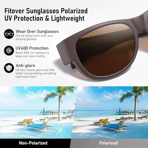 Image of HAOLOTA Sunglasses that Fit-Over Glasses Women Polarized, Trendy Cat Eye Sunglasses Wear Over Glasses, UV Protection