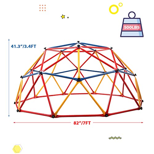 JAXPETY Climbing Dome, Outdoor Climbing Toys for Kids, Jungle Gym for Kids Ages 4-8, 7ft Play Structure for Playground Climbers, Steel Frame Climbing Structures, 500lbs Capacity