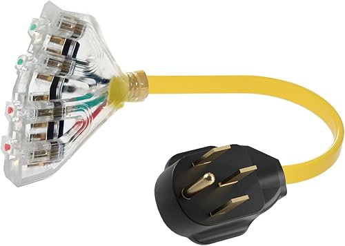 Cable de extensión de generador NEMA 14-50P de 50 amperios a cuatro 5-1520R, cable adaptador de conectores de salida para el hogar, calibre 10 de 4