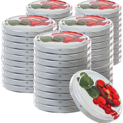 KADAX 50er Set Schraubdeckel TO66 ⌀ 66mm Sommerobst – Twist-Off Ersatzdeckel für 235-900ml Einmach- & Marmeladengläser… – Ansicht 1