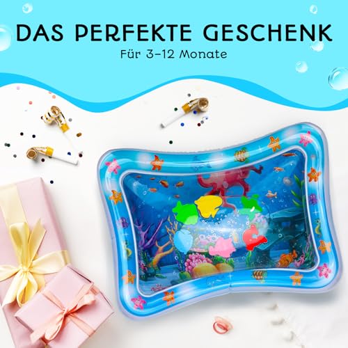 AVEC MAMAN Wassermatte Baby – BPA-freie Wasserspielmatte - Sensorikmatte für Babys - Baby Wassermatte für Bauchlage & Entwicklung - Wassermatte für Baby 3-12 Monate - Spielzeug Baby