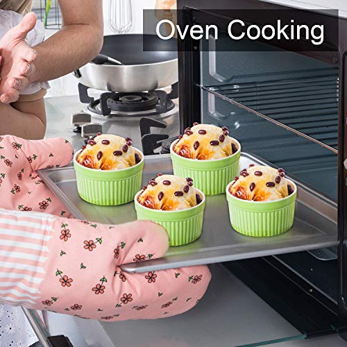 6 Ounce Porcelain Souffle Dishes, Ramekins For Baking, Creme Brulee Dishes, Ceramic Pudding Cup For Jams, Ice Cream and Desserts, Six Colours, Set of 12