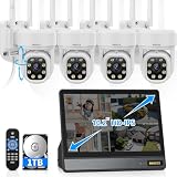 5MP WiFi Security Camera System Outdoor, 10.2' IPS Monitor NVR, 1TB HDD